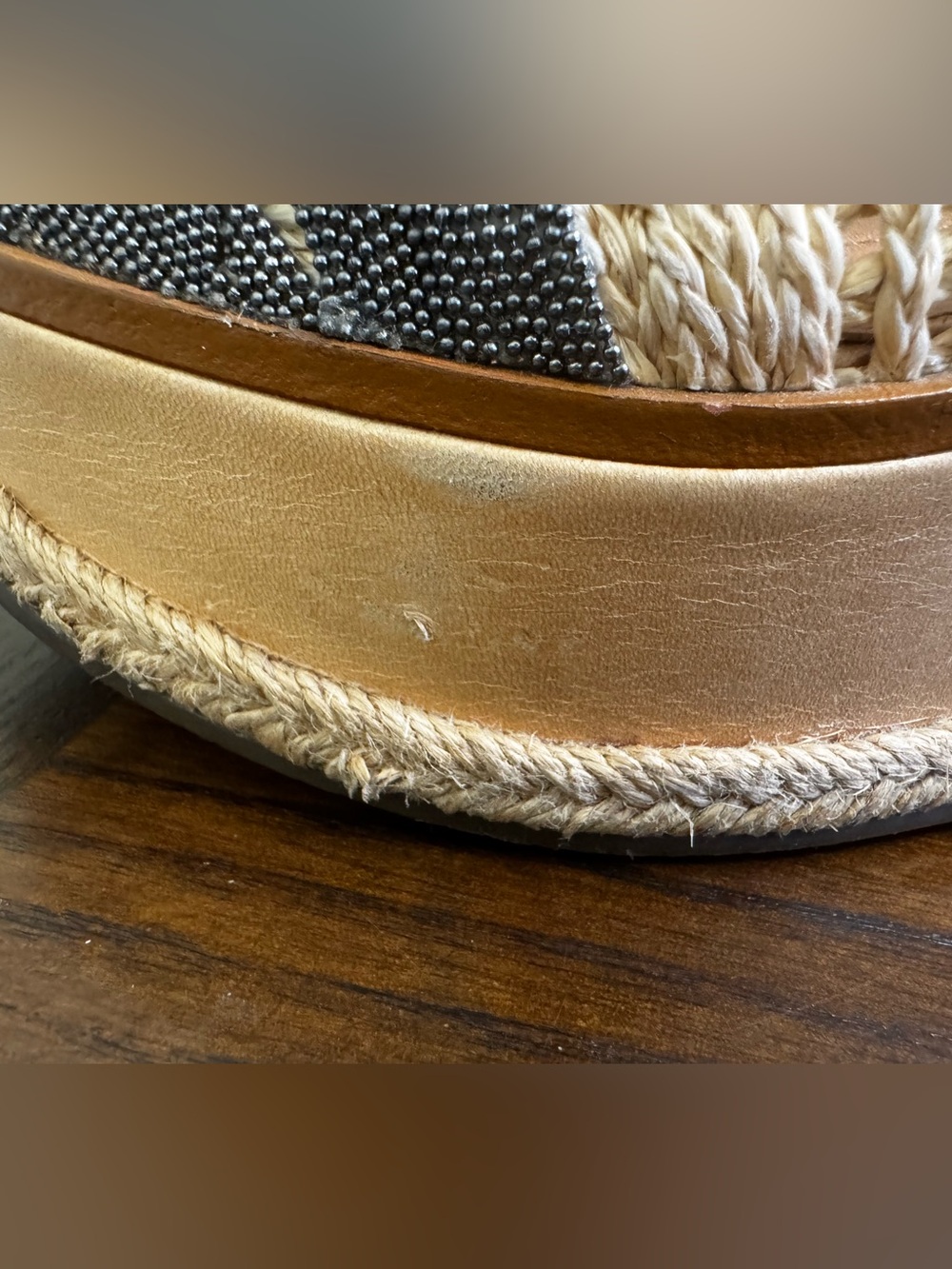 SCHUTZ size 6.5 RARE raffia metal platform lace up espadrilles Oxford shoes - Picture 11 of 11